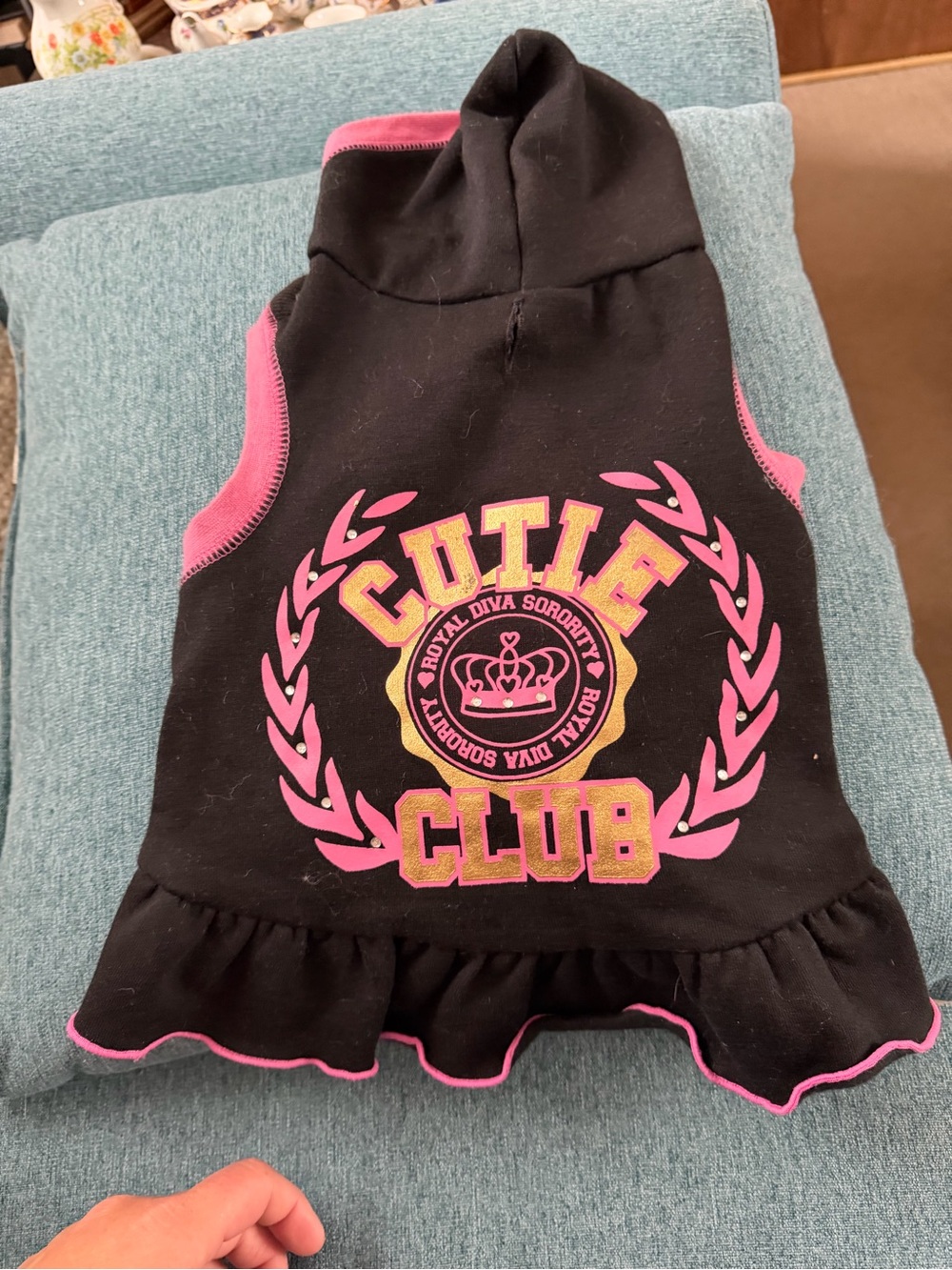 Black & Pink Dog Hoodie Dress